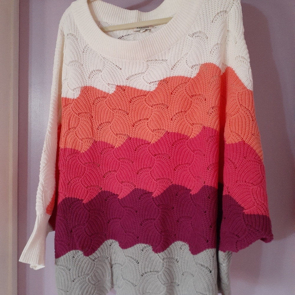 Size Large off-shoulder open knit sweater